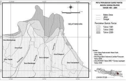 Gambar 2. Peta Perubahan Penggunaan Lahan Muara Sungai Rejoso