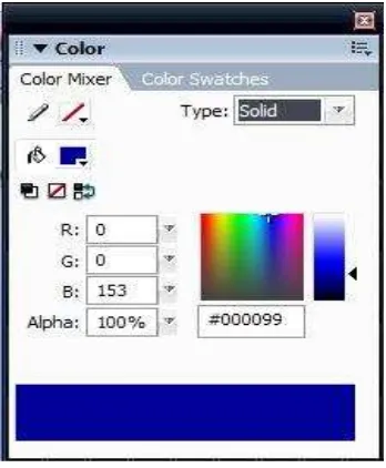 Gambar 9. Panel Color Mixer pada Macromedia Flash 8