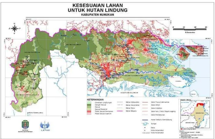 Gambar 12.  Peta kesesuaian lahan untuk hutan lindung 