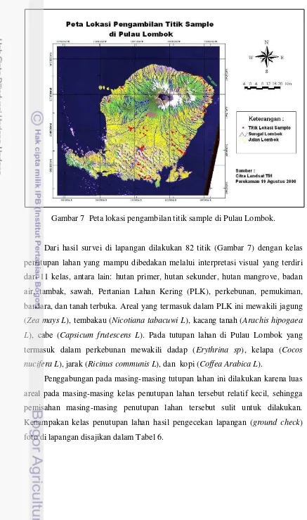 Gambar 7  Peta lokasi pengambilan titik sample di Pulau Lombok. 