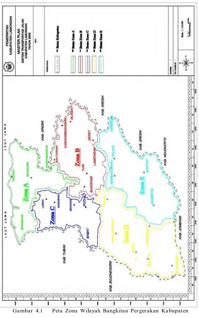 Gambar 4.1    Peta Zona Wilayah Bangkitan Pergerakan Kabupaten 