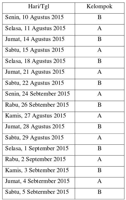 Tabel 2. Jadwal Mendampingi di TK PKK 49 Mangunan 
