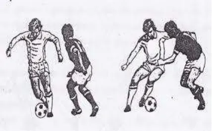 Gambar 10. Menggiring Bola dengan Kura-kura Kaki Bagian Luar (Sumber: Sucipto, dkk, 2000:30) 