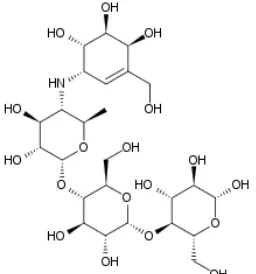 Gambar 4 Struktur kimia acarbose (Info Obat Indonesia 2009) 