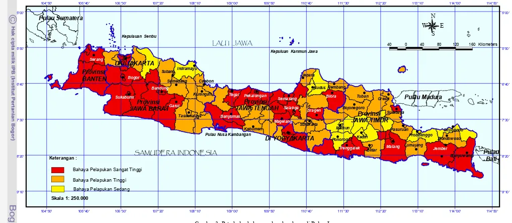 Gambar 3  Peta kelas bahaya pelapukan kayu di Pulau Jawa 