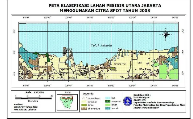 Gambar 9  Hasil klasifikasi penutupan lahan berdasarkan citra SPOT tahun 2003 