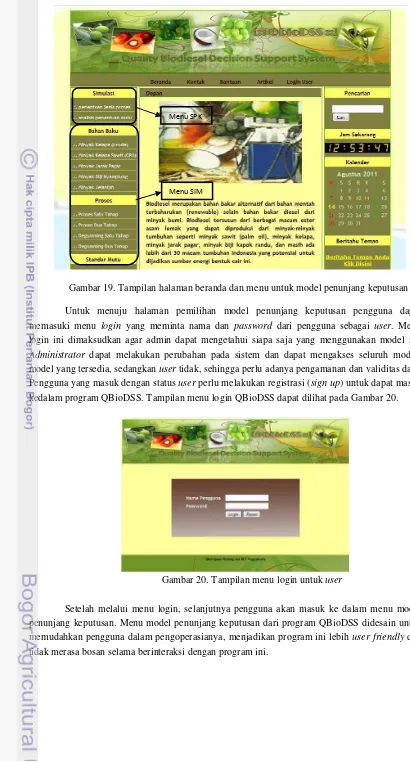Gambar 20. Tampilan menu login untuk user 