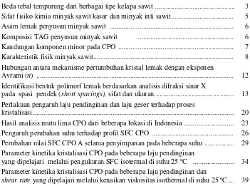 Tabel 1  Beda tebal tempurung dari berbagai tipe kelapa sawit ............................................