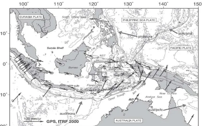 Gambar 1. Peta tektonik kepulauan Indonesia dan sekitarnya (Bock et al., 2003). 