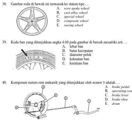 Gambar roda di bawah ini termasuk ke dalam tipe….A.wire spoke wheel