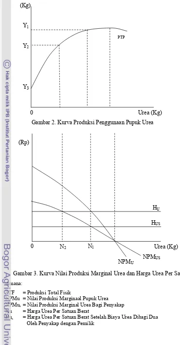 Gambar 3. Kurva Nilai Produksi Marginal Urea dan Harga Urea Per Satuan 