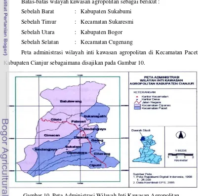 Gambar 10. Peta Administrasi Wilayah Inti Kawasan Agropolitan  