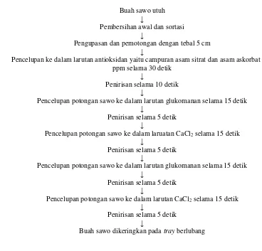 Gambar 3. Bagan alir SOP (standard operation procedure) pelapiasan irisan segar buah         sawo