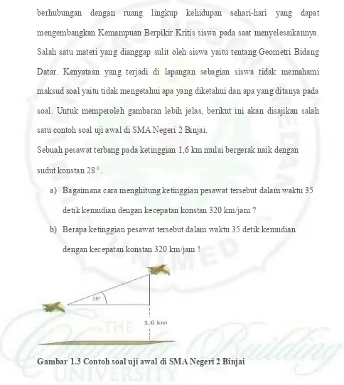 Gambar 1.3 Contoh soal uji awal di SMA Negeri 2 Binjai 