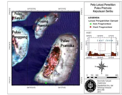 Gambar  7.  Peta lokasi penelitian di perairan Pulau Pramuka 