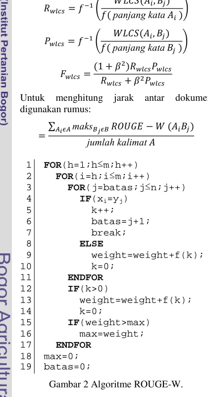 Gambar 2 Algoritme ROUGE-W. 