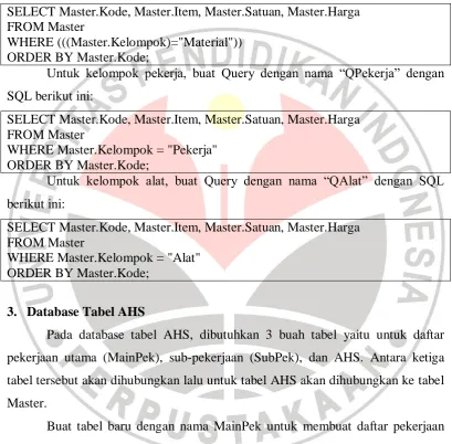 Tabel 3.9 Properties Tabel MainPek 