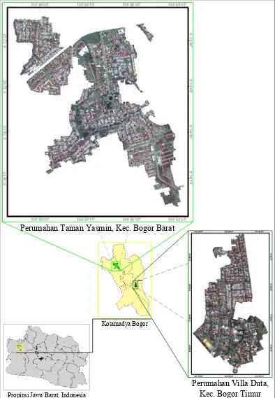 Gambar 3 Lokasi penelitian pada Perumahan Taman Yasmin dan Perumahan  Villa Duta, Kota Bogor