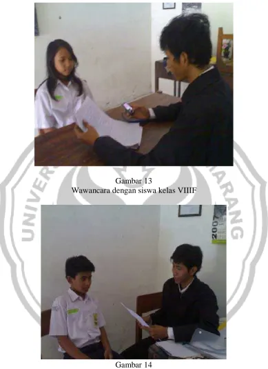 Gambar 13 Wawancara dengan siswa kelas VIIIF 
