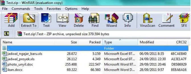 Gambar 5.1. Hasil Dekompresi File “TEST.ZIP” 