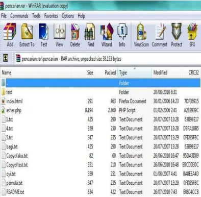 Gambar 5.3. Hasil Dekompresi File “Pencarian.rar” 