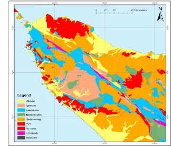 Gambar 2 Peta keadaan geologi Aceh (sumber: FFI & CC Aceh 2007). 