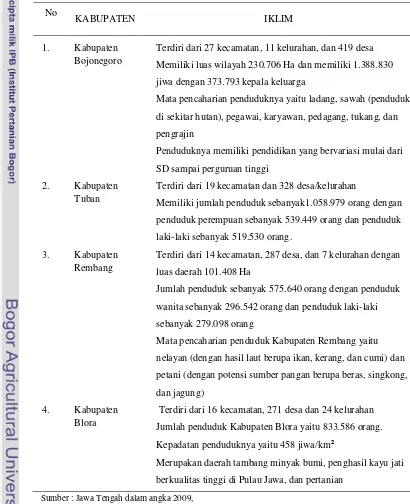 Tabel 8  Kondisi demografi lokasi penelitian. 