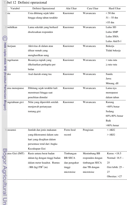 Tabel 12 Definisi operasional