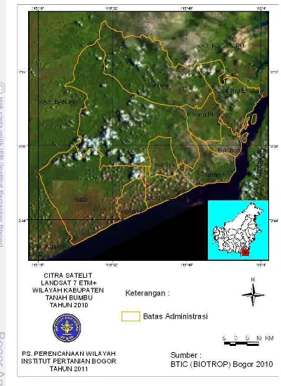 Gambar 9  Citra satelit Landsat 7 ETM+ tahun 2010 Kabupaten Tanah bumbu  