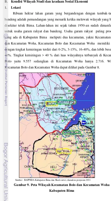 Gambar 9. Peta Wilayah Kecamatan Bolo dan Kecamatan Woha               