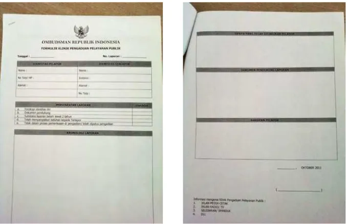 Gambar 5 : Formulir Pengaduan ombudsman dan data diri pelapor yang wajib disisi oleh pelapor 