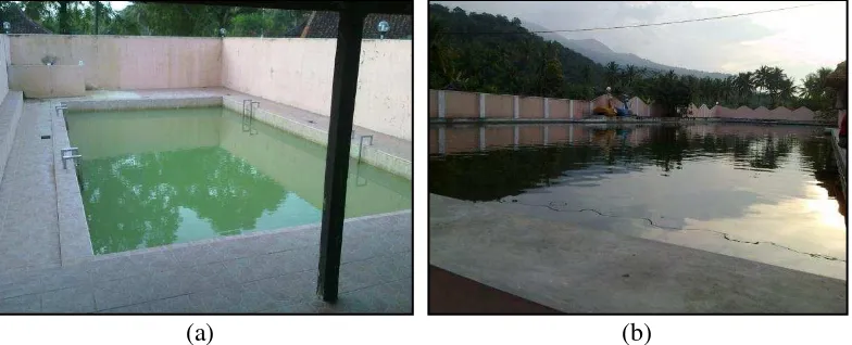 Gambar 11  (a) Kolam air panas berbelerang, (b) Kolam permainan. 