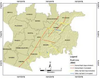 Figure 2.10 Map of Fault line in study area 