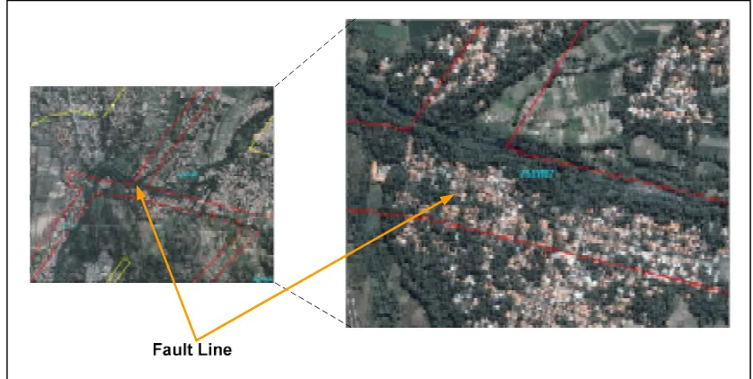 Figure 2.19 Area where is in place fault line (area insert in double red line) 