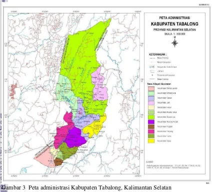 Gambar 3  Peta administrasi Kabupaten Tabalong, Kalimantan Selatan 