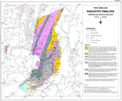 Gambar 7  Peta geologi Kabupaten Tabalong, Kalimantan Selatan 