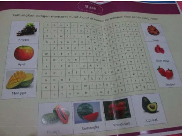 Gambar 4. Media Scrabble Word Bergambar dengan tema “Buah-buahan”