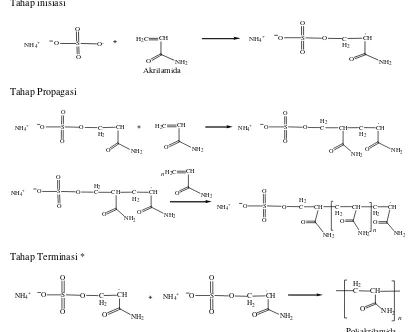 Gambar 5  Mekanisme pembentukan homopolimer akrilamida (* Kurniadi 2010). 