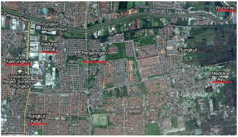 Gambar 1.1 Kecamatan  Rungkut. Sumber : Google Maps  