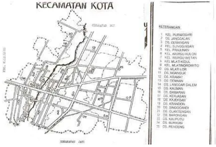 Gambar 1: Peta Kecamatan Kota Kudus  (sumber : survey di kec kota Kudus, juni 2011) 