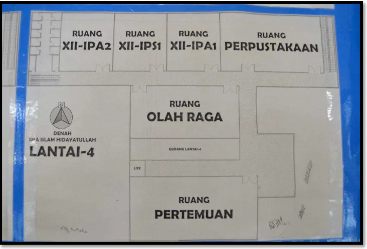 Gambar 1.15 Denah Gedung SMA Islam Hidayatullah Semarang Lantai 3 (Sumber : Dokumentasi Peneliti 2014) 
