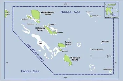 Gambar 1  Peta kawasan Taman Nasional Wakatobi. 