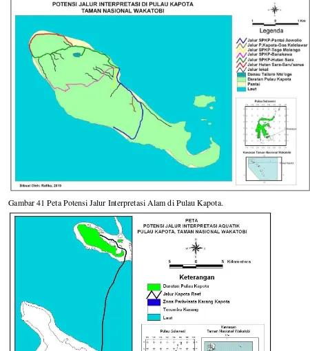 Gambar 41 Peta Potensi Jalur Interpretasi Alam di Pulau Kapota. 