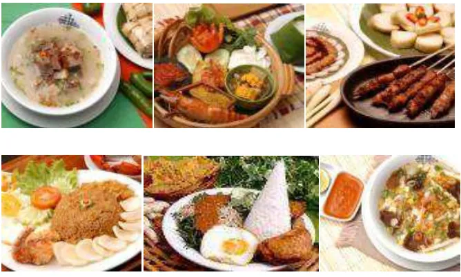 Gambar 1. Berbagai Jenis Makanan Khas Indonesia 