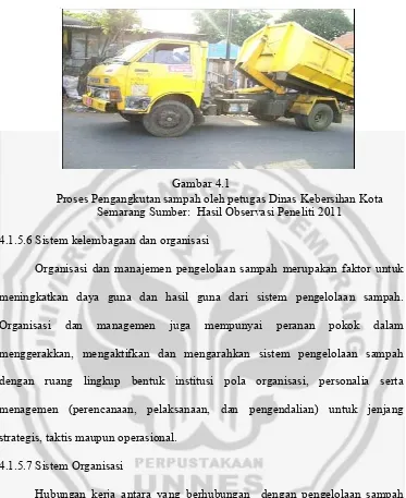 Gambar 4.1 Proses Pengangkutan sampah oleh petugas Dinas Kebersihan Kota 