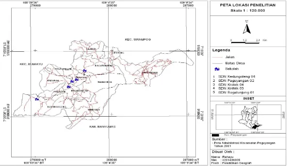 Gambar 2. Peta Lokasi SDN Di Kecamatan Paguyangan Kabupaten Brebes 