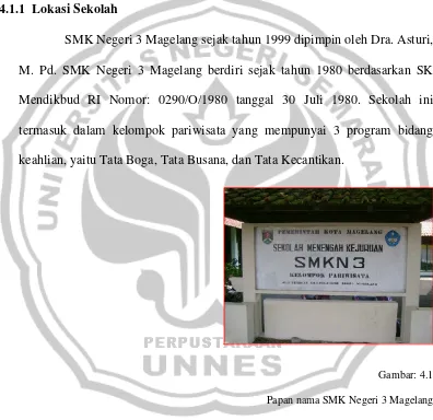 Gambar: 4.1 Papan nama SMK Negeri 3 Magelang 