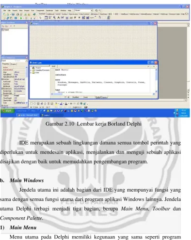 Gambar 2.10  Lembar kerja Borland Delphi 