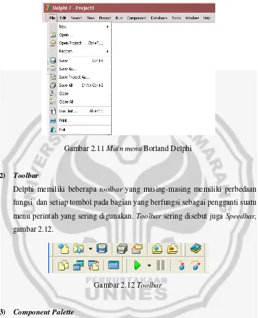 Gambar 2.11 Main menu Borland Delphi 