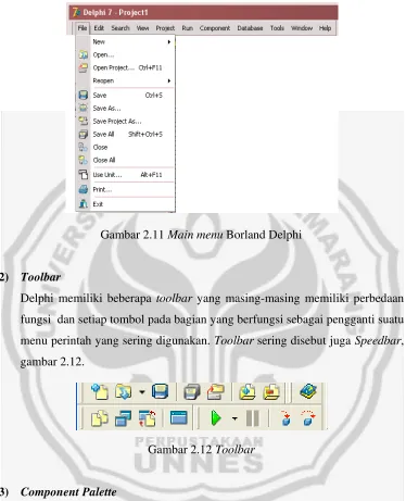 Gambar 2.11 Main menu Borland Delphi 